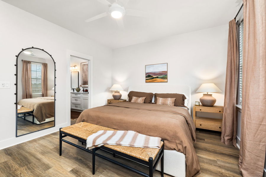 Primary bedroom in a HARMON Jefferson Village townhome
